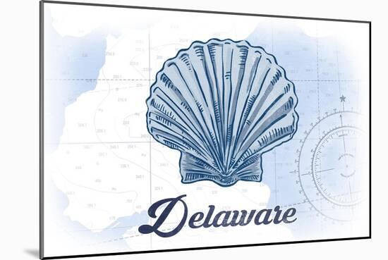 Delaware - Scallop Shell - Blue - Coastal Icon-Lantern Press-Mounted Art Print