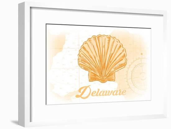 Delaware - Scallop Shell - Yellow - Coastal Icon-Lantern Press-Framed Art Print