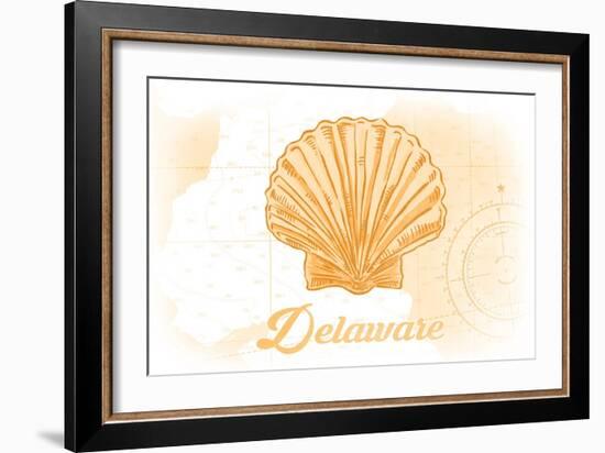 Delaware - Scallop Shell - Yellow - Coastal Icon-Lantern Press-Framed Art Print