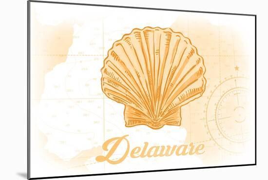 Delaware - Scallop Shell - Yellow - Coastal Icon-Lantern Press-Mounted Art Print