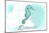 Delaware - Seahorse - Teal - Coastal Icon-Lantern Press-Mounted Art Print