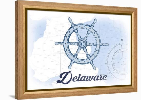 Delaware - Ship Wheel - Blue - Coastal Icon-Lantern Press-Framed Stretched Canvas