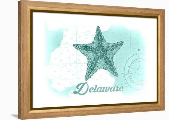 Delaware - Starfish - Teal - Coastal Icon-Lantern Press-Framed Stretched Canvas