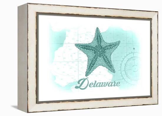 Delaware - Starfish - Teal - Coastal Icon-Lantern Press-Framed Stretched Canvas