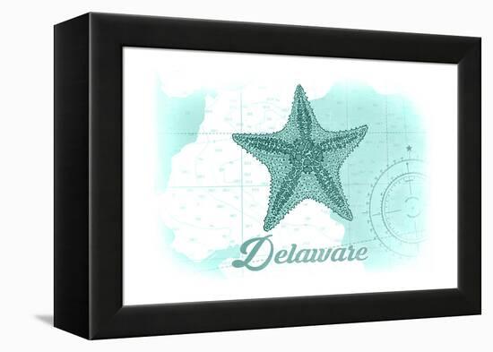 Delaware - Starfish - Teal - Coastal Icon-Lantern Press-Framed Stretched Canvas