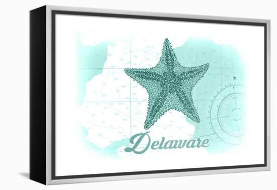 Delaware - Starfish - Teal - Coastal Icon-Lantern Press-Framed Stretched Canvas