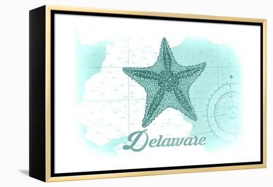 Delaware - Starfish - Teal - Coastal Icon-Lantern Press-Framed Stretched Canvas