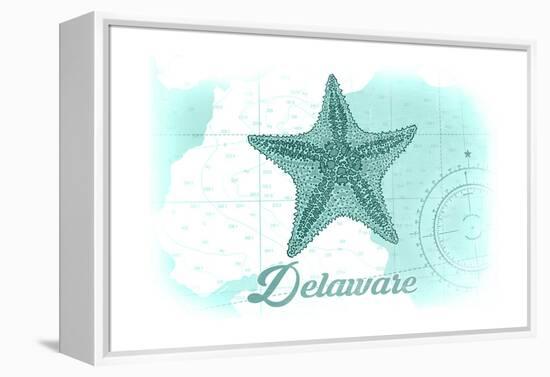 Delaware - Starfish - Teal - Coastal Icon-Lantern Press-Framed Stretched Canvas