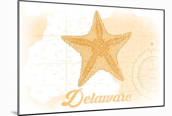 Delaware - Starfish - Yellow - Coastal Icon-Lantern Press-Mounted Art Print