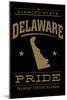 Delaware State Pride - Gold on Black-Lantern Press-Mounted Art Print