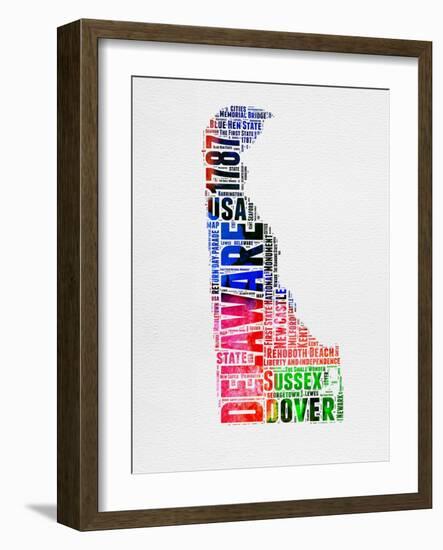 Delaware Watercolor Word Cloud-NaxArt-Framed Art Print