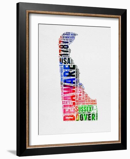 Delaware Watercolor Word Cloud-NaxArt-Framed Art Print