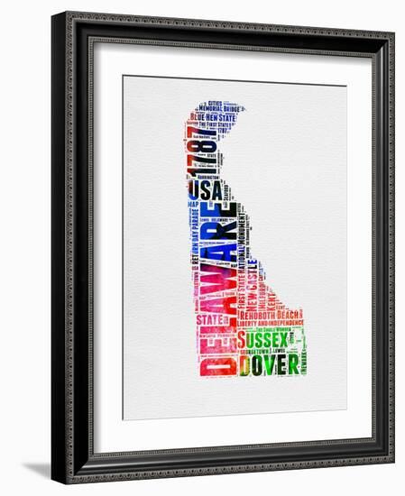 Delaware Watercolor Word Cloud-NaxArt-Framed Art Print