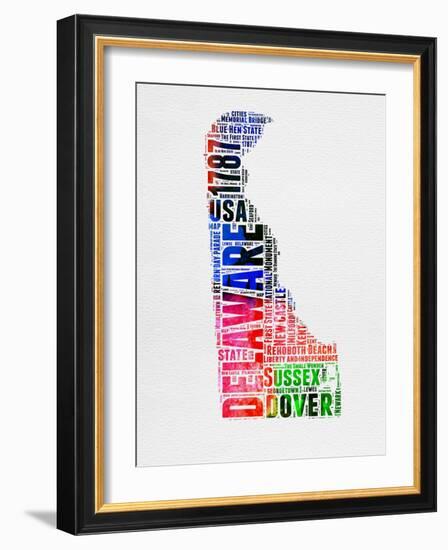 Delaware Watercolor Word Cloud-NaxArt-Framed Art Print