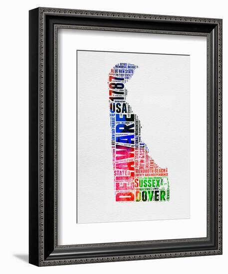 Delaware Watercolor Word Cloud-NaxArt-Framed Art Print