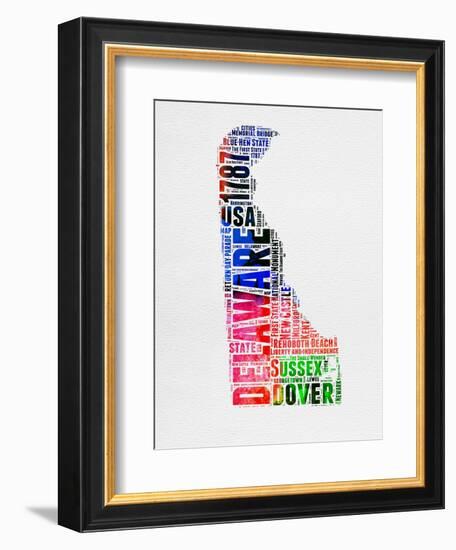 Delaware Watercolor Word Cloud-NaxArt-Framed Art Print