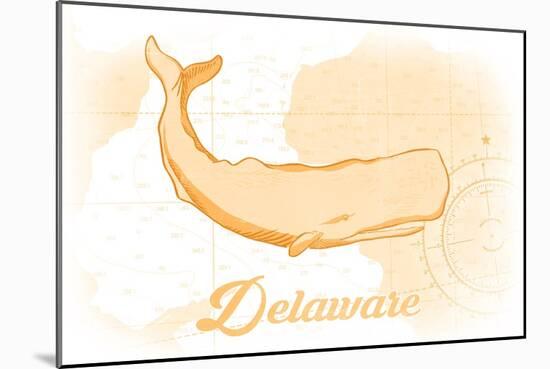 Delaware - Whale - Yellow - Coastal Icon-Lantern Press-Mounted Art Print