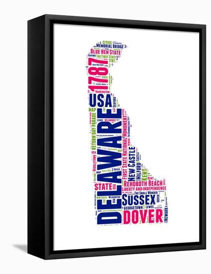 Delaware Word Cloud Map-NaxArt-Framed Stretched Canvas