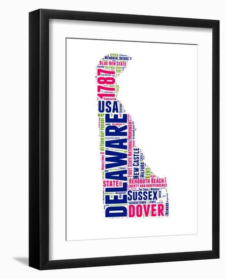 Delaware Word Cloud Map-NaxArt-Framed Art Print