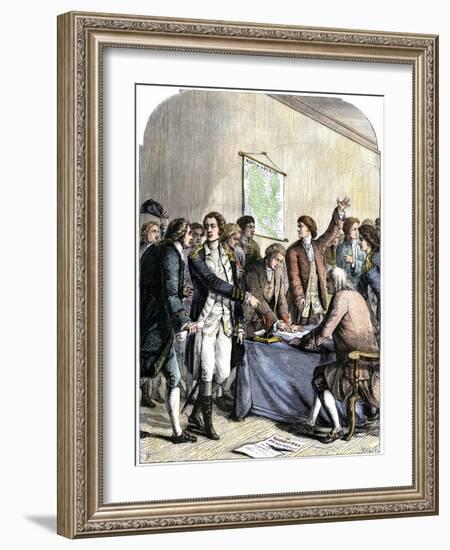 Delegates Signing the Declaration of American Independence, July 4, 1776-null-Framed Giclee Print