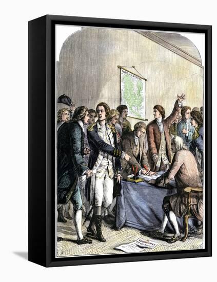 Delegates Signing the Declaration of American Independence, July 4, 1776-null-Framed Premier Image Canvas