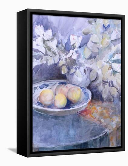 Delft Platter on a Circular Table-Karen Armitage-Framed Premier Image Canvas