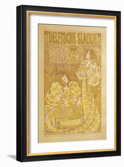 Delftsche Slaolie Poster, Two Women-null-Framed Art Print