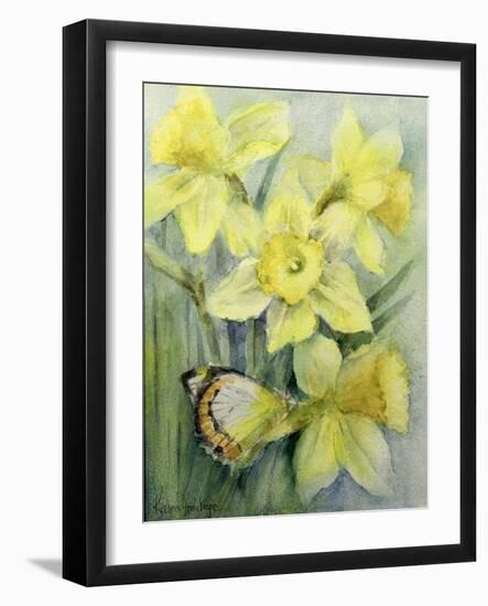 Delias Mysis (Union Jack) Butterfly on Daffodils-Karen Armitage-Framed Giclee Print