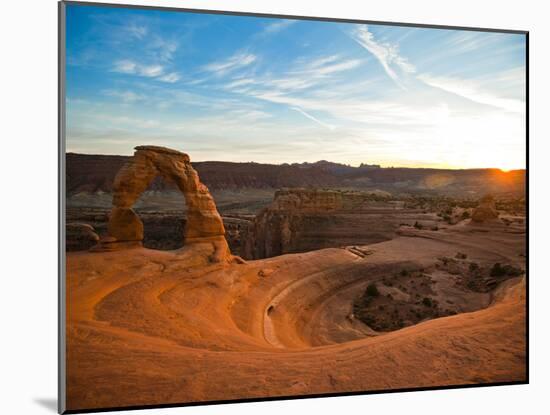 Delicate Arch in Arches National Park at Sunset.-Ben Herndon-Mounted Photographic Print