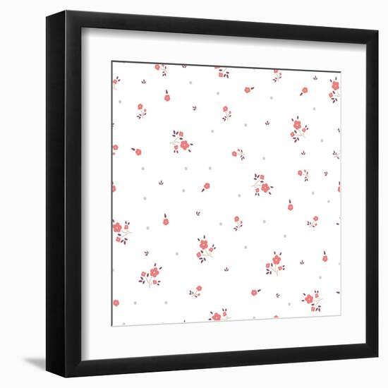 Delicate Floral Background. Pink, Small-Ptaha I-Framed Art Print