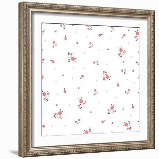 Delicate Floral Background. Pink, Small-Ptaha I-Framed Art Print