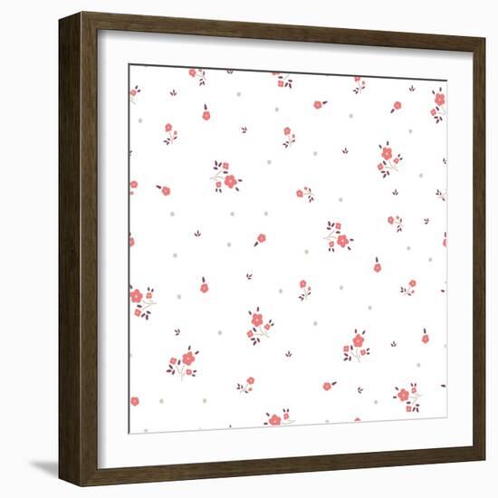 Delicate Floral Background. Pink, Small-Ptaha I-Framed Art Print