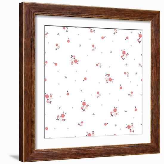 Delicate Floral Background. Pink, Small-Ptaha I-Framed Art Print