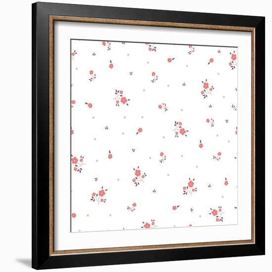 Delicate Floral Background. Pink, Small-Ptaha I-Framed Art Print