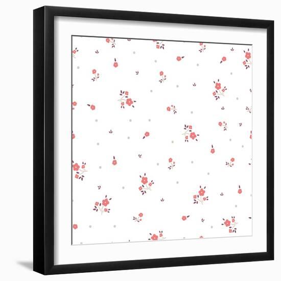 Delicate Floral Background. Pink, Small-Ptaha I-Framed Art Print