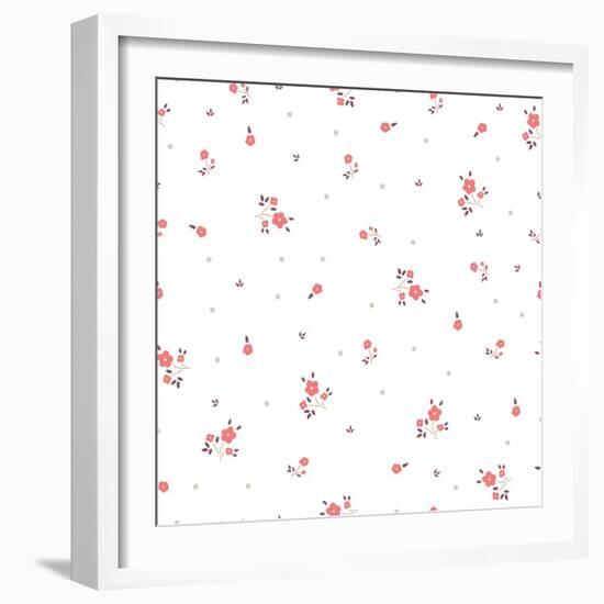 Delicate Floral Background. Pink, Small-Ptaha I-Framed Art Print