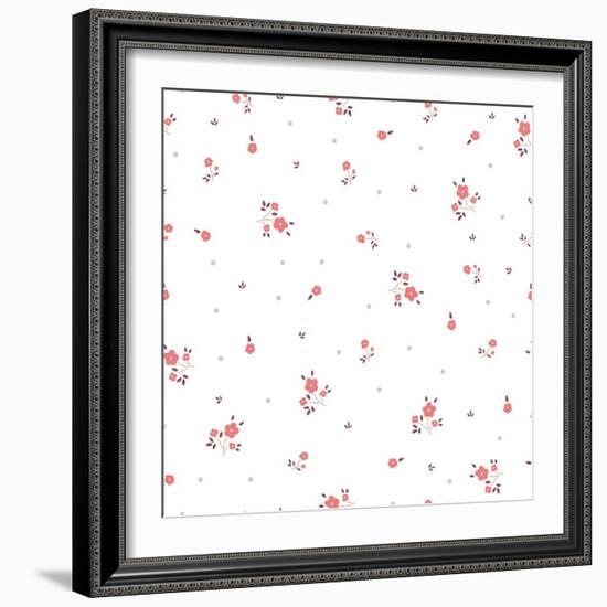 Delicate Floral Background. Pink, Small-Ptaha I-Framed Art Print