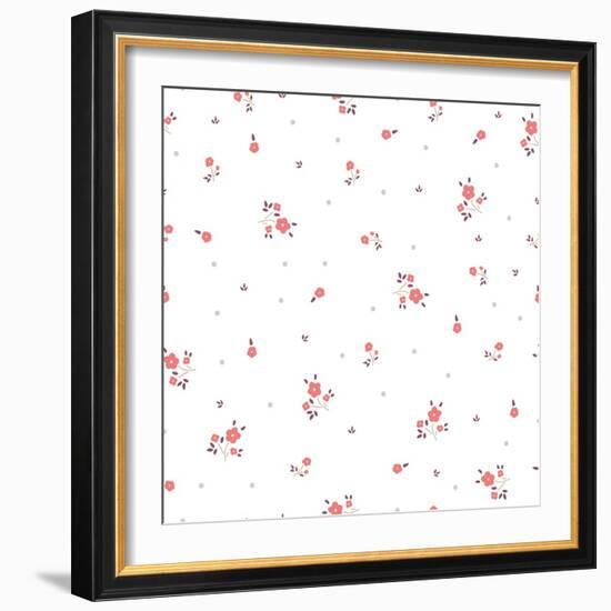 Delicate Floral Background. Pink, Small-Ptaha I-Framed Art Print