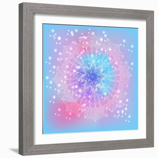 Delicate Lace Round Floral Pattern-overkoffeined-Framed Art Print