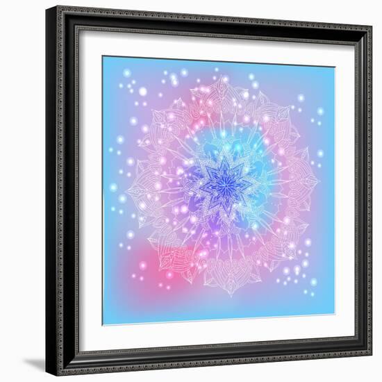 Delicate Lace Round Floral Pattern-overkoffeined-Framed Art Print