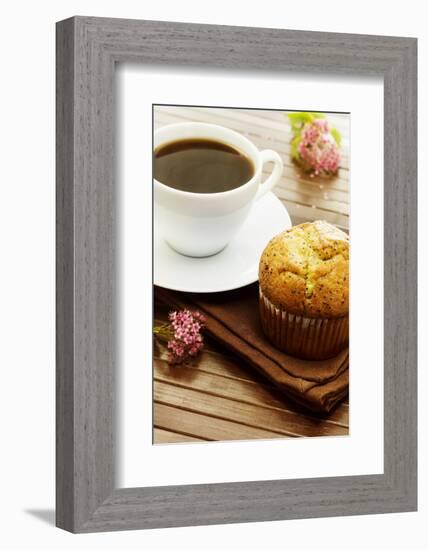 Delicious Poppy Seed Muffins with A Cup of Coffee-Melpomene-Framed Photographic Print