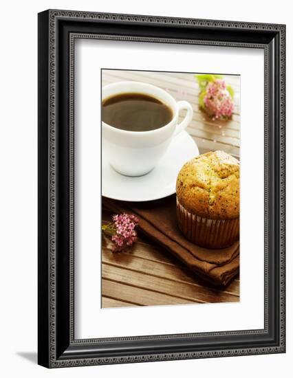 Delicious Poppy Seed Muffins with A Cup of Coffee-Melpomene-Framed Photographic Print