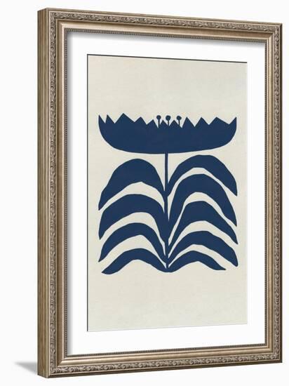 Delighted III Navy Vertical-Moira Hershey-Framed Art Print