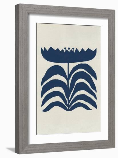 Delighted III Navy Vertical-Moira Hershey-Framed Art Print