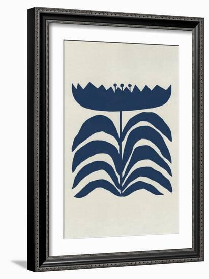 Delighted III Navy Vertical-Moira Hershey-Framed Art Print