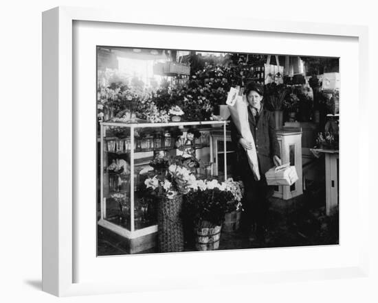 Delivering Bundles of Flowers-Lewis Wickes Hine-Framed Photo