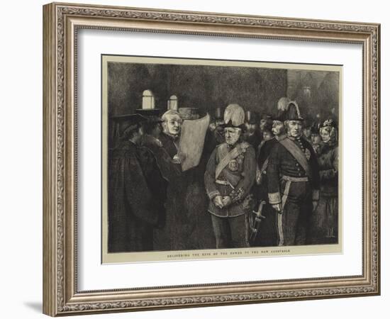 Delivering the Keys of the Tower to the New Constable-Sir James Dromgole Linton-Framed Giclee Print