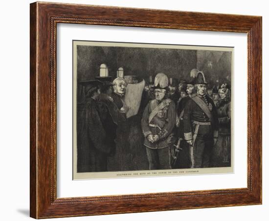 Delivering the Keys of the Tower to the New Constable-Sir James Dromgole Linton-Framed Giclee Print