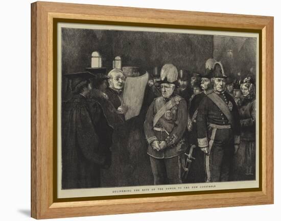 Delivering the Keys of the Tower to the New Constable-Sir James Dromgole Linton-Framed Premier Image Canvas