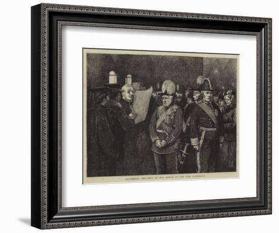 Delivering the Keys of the Tower to the New Constable-Sir James Dromgole Linton-Framed Giclee Print